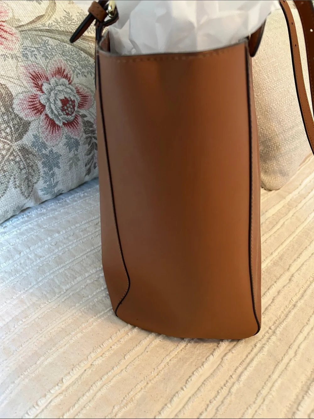 Tory Burch Brown Leather Tote Laptop Bag